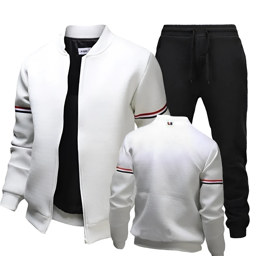 Two-piece polyester baseball uniform set in black includes a jersey top and matching pants on a plain background