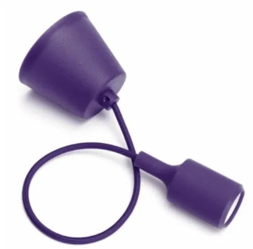 E26/E27 silicone pendant lamp holder with adjustable cord in multiple colour options