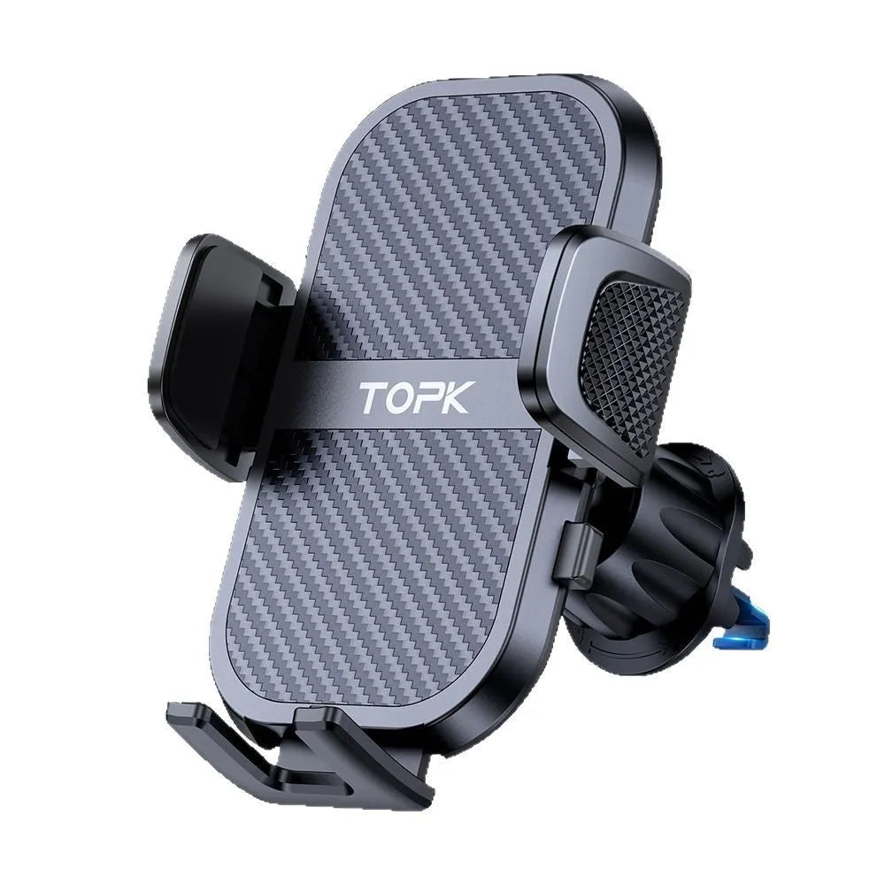 TOPKD46 universal car phone holder with multiple bracket styles for windscreen, dashboard and air vent mounting