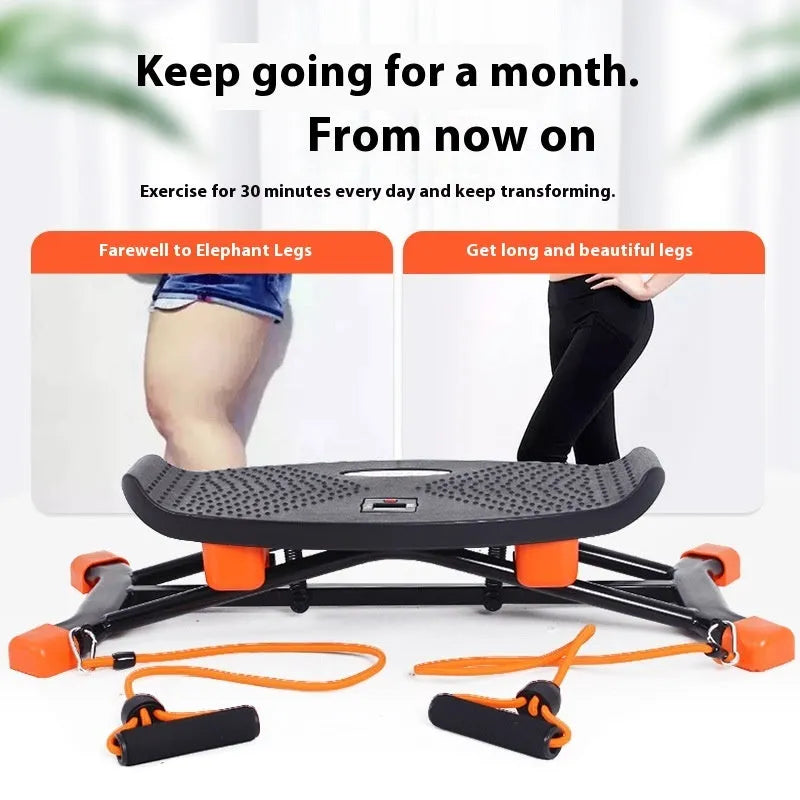 Black mini fitness skiing machine for home indoor cardio workouts.