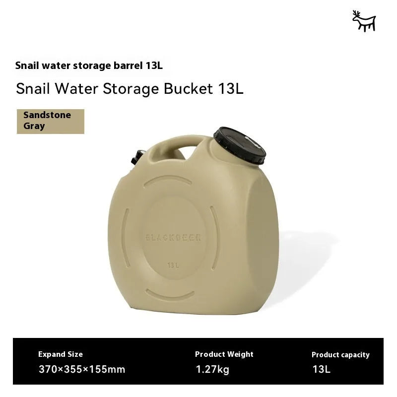 Green portable water storage tank with 13L and 18L capacity options for camping and household use