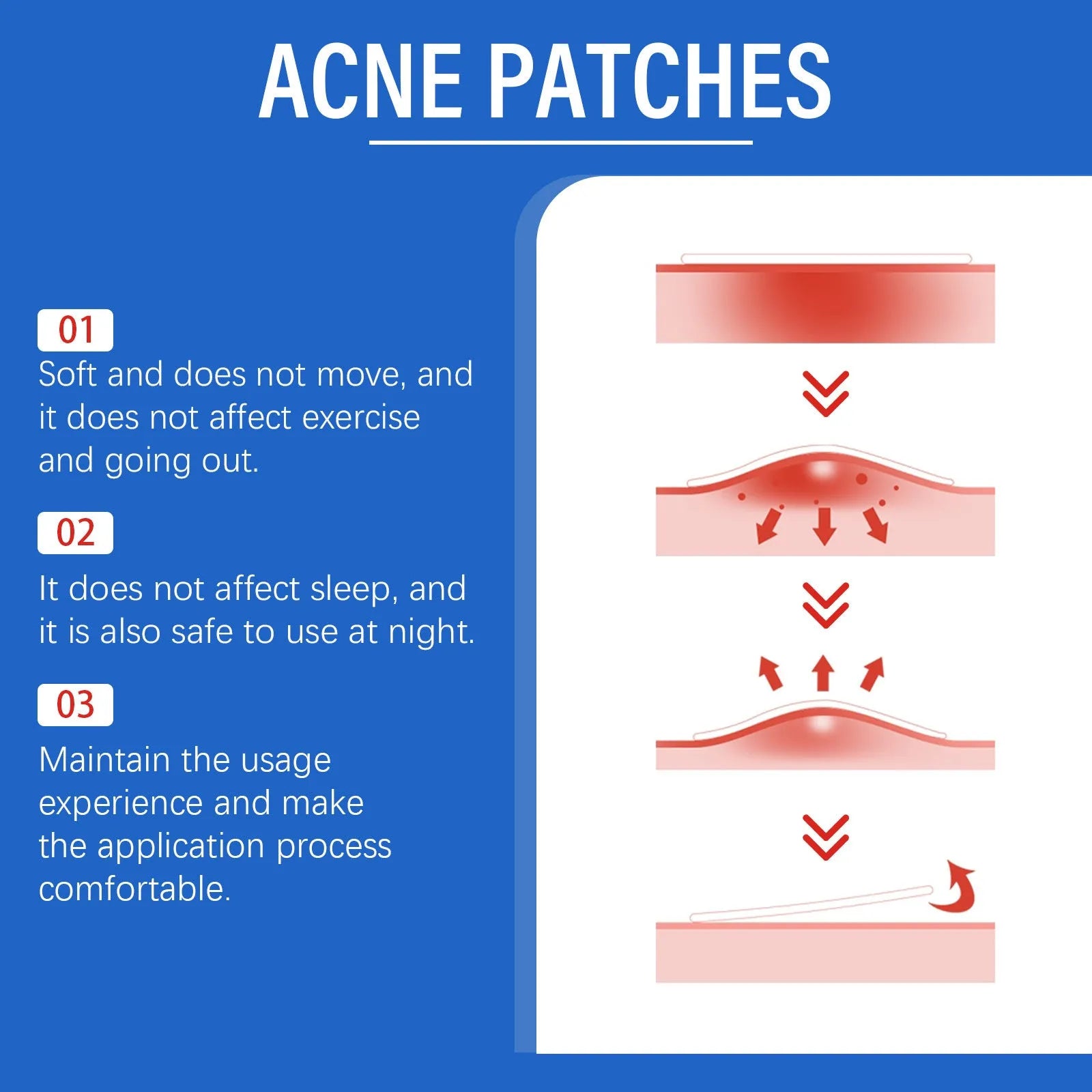 Pack of 216 transparent hydrocolloid acne patches for spot treatment with tea tree oil and vitamin E.
