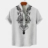 Men's striped casual shirt with personalised buttons in loose fit polyester fabric