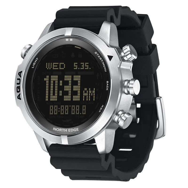 Smart watch for outdoor sports with black or white dial, 1.46-inch tempered glass screen, and 48mm case