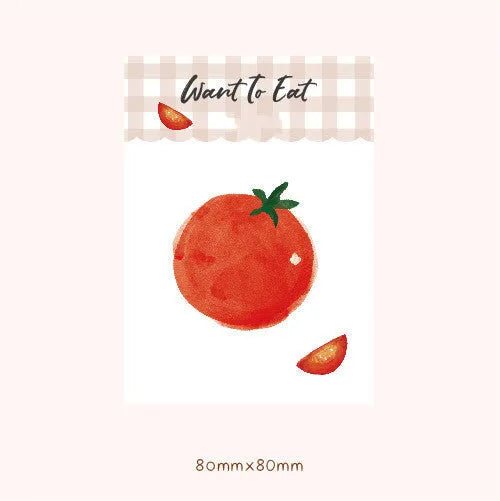 Food Bread Handbook note paper set showing 30 sheets and a back card, in tomato colour theme.