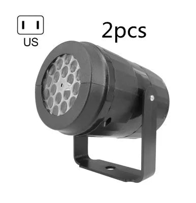 Christmas LED snowflake projector light showing rotating festive patterns for outdoor and indoor holiday decoration