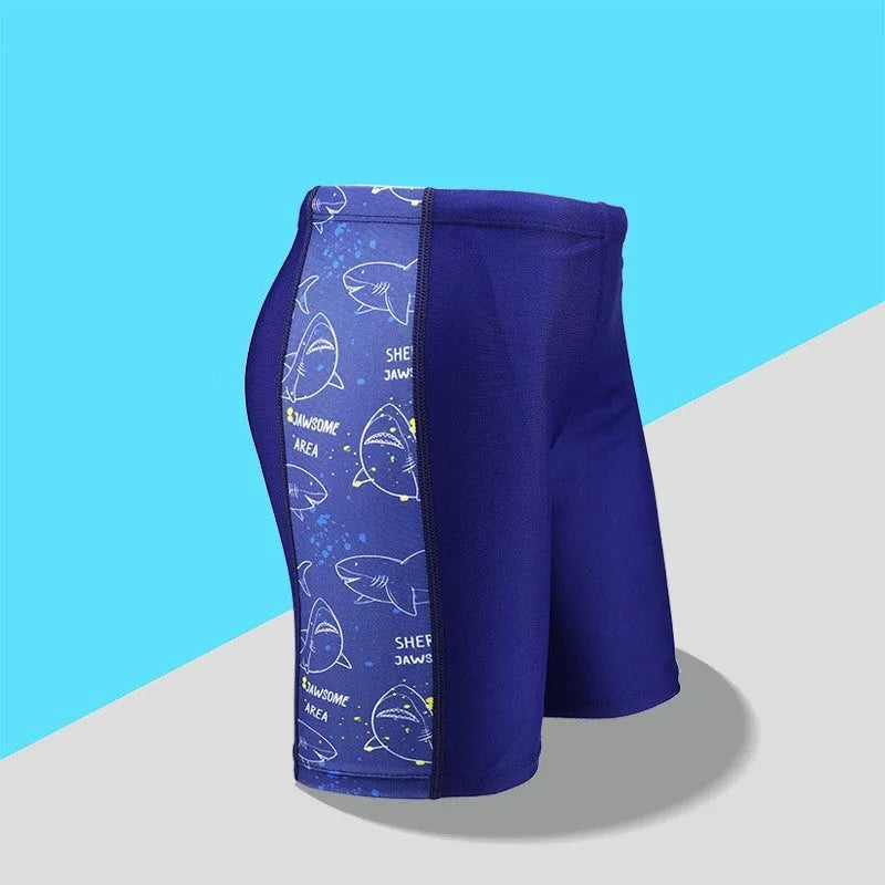 Quick-drying polyester children's swimming trunks in colour 69213style, for teenage boys.