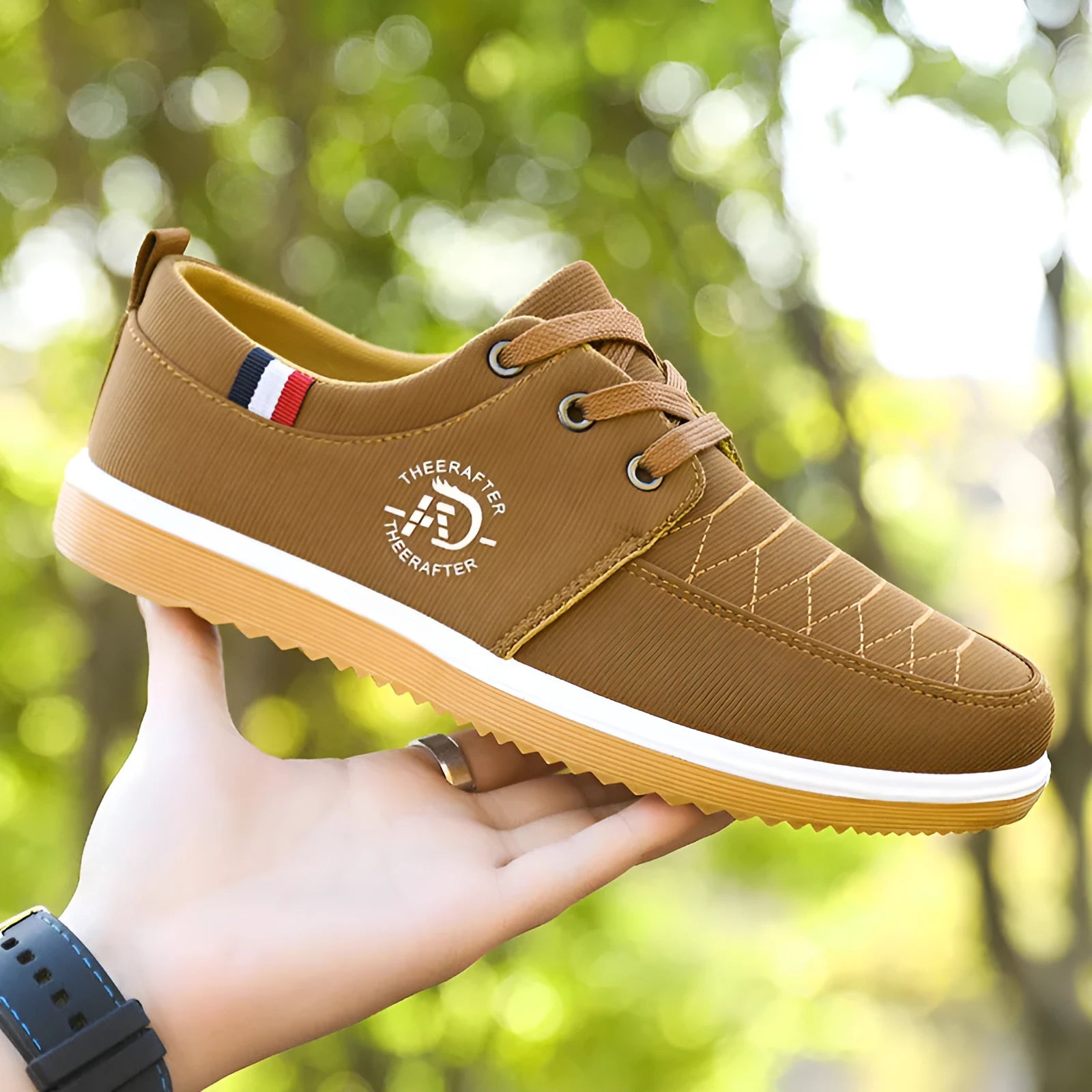 Men's black canvas platform casual work shoes with a high heel and leather toe cap.