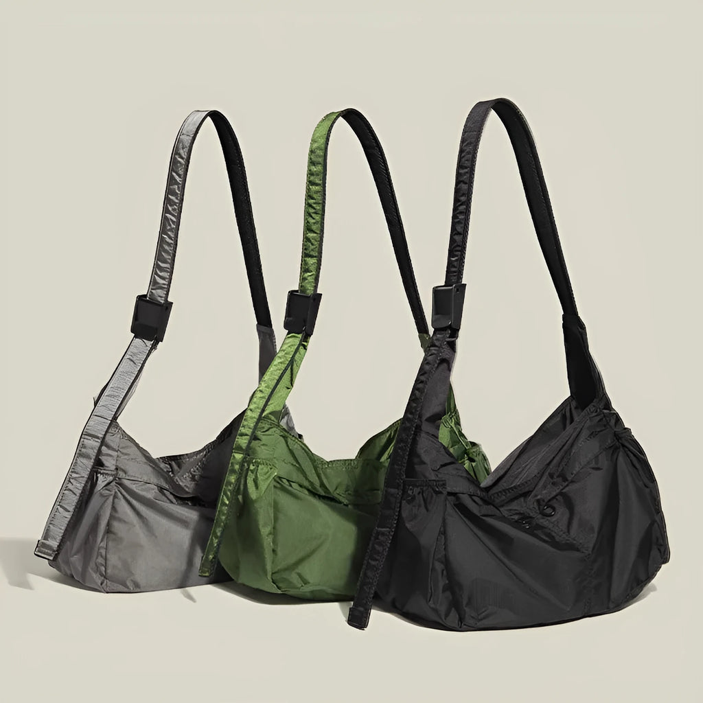 Nylon waterproof messenger bag in horizontal square shape with shoulder strap