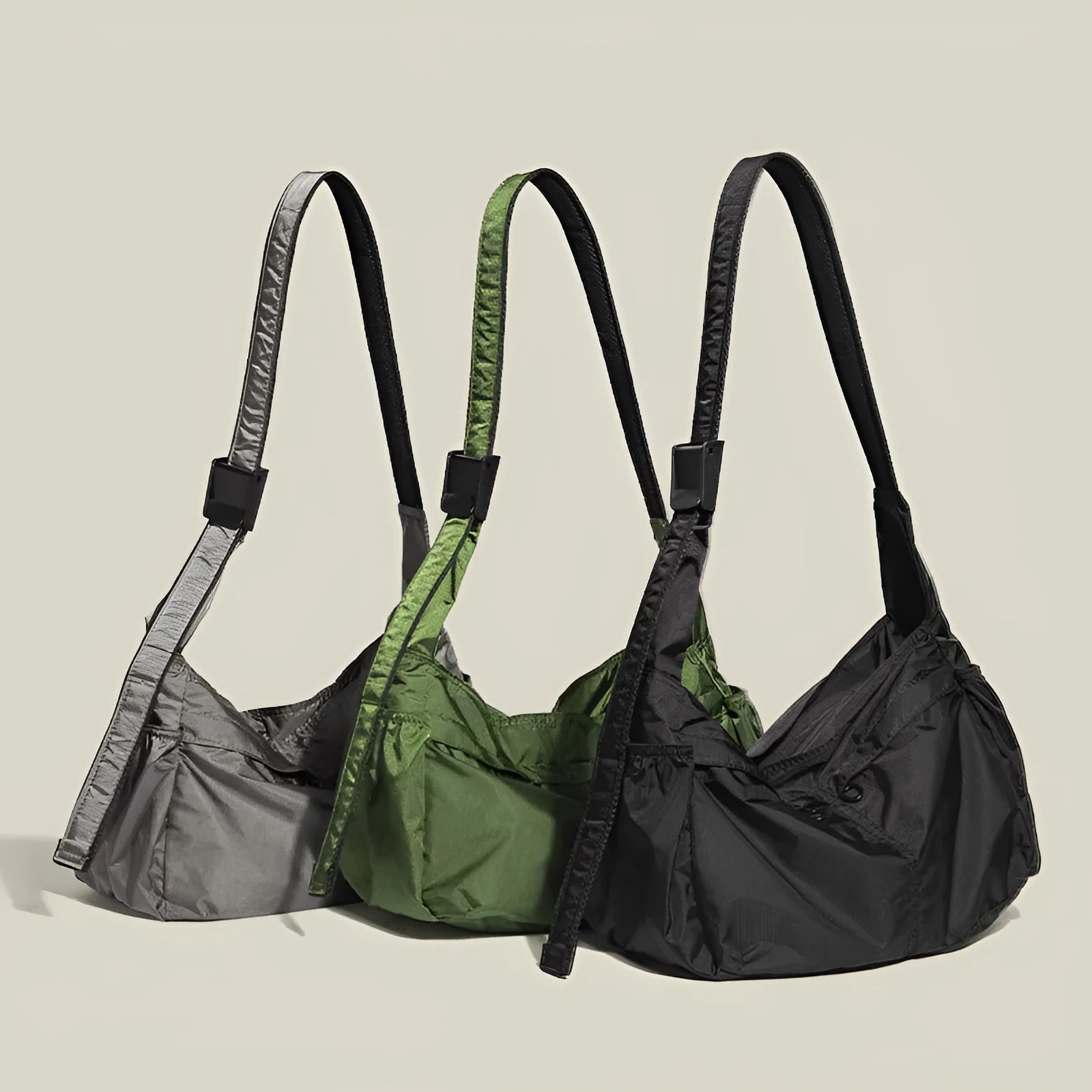 Nylon waterproof messenger bag in horizontal square shape with shoulder strap