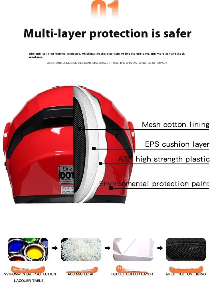Battery full face motorcycle helmet in matte grey with multiple visor options