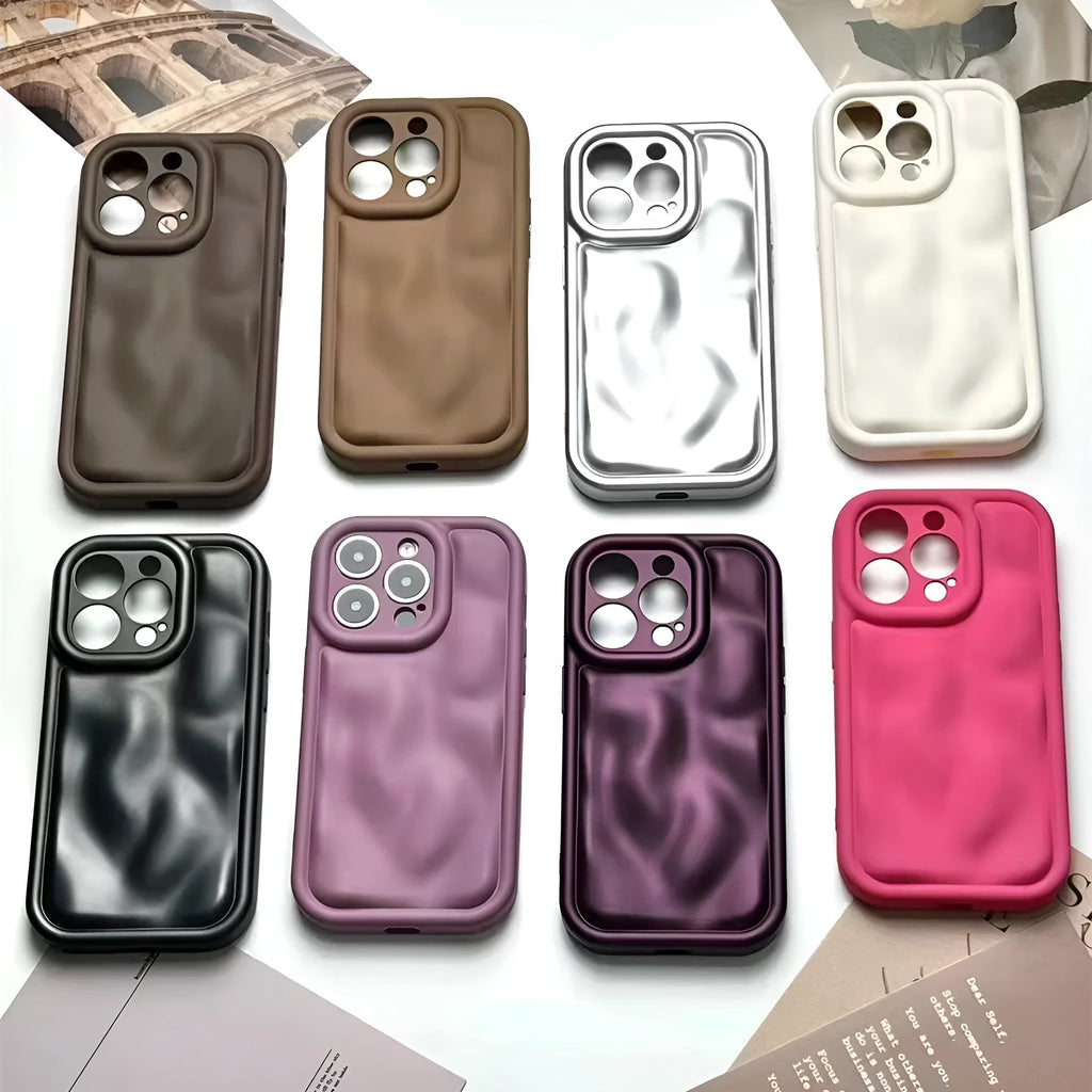 Frosted meteorite pattern three-dimensional drop-resistant soft rubber phone case for Apple iPhone, black colour showing textured surface