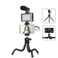 Black Octopus Yripod live broadcast kit with flexible legs and fill light microphone for iPhone compatibility