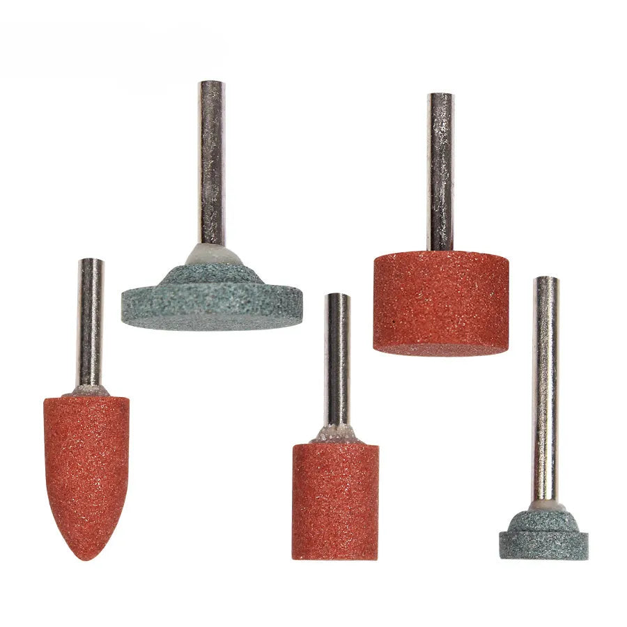 5pc grinding head set with small and large T type, small and large cylinder, and cone heads for electric grinder sanding and polishing