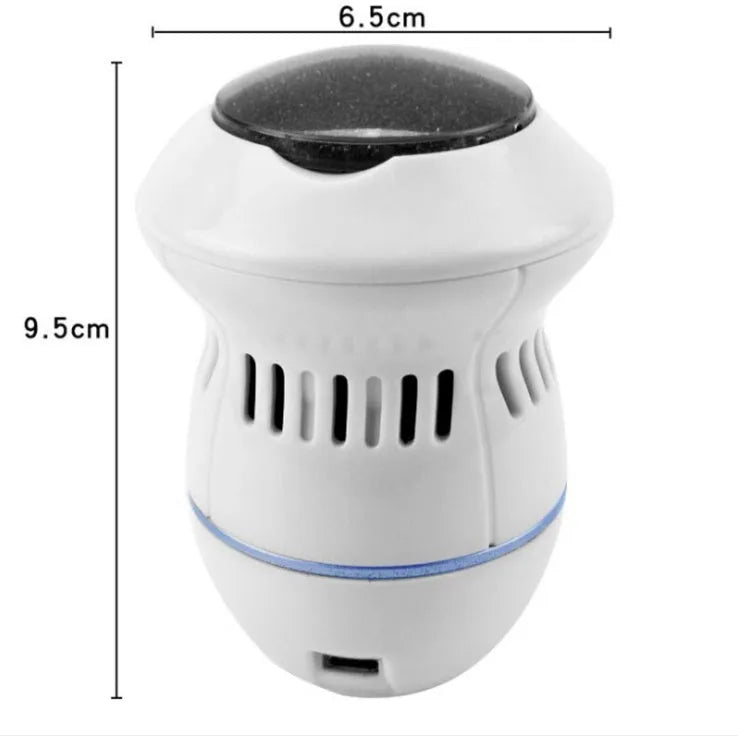 Beige electric foot file grinder with diamond grinding heads and USB charging cable