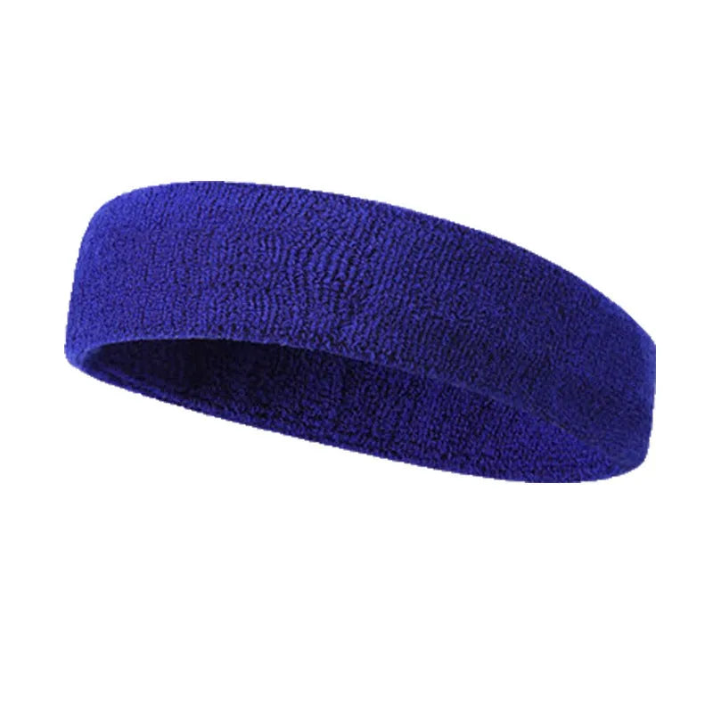Cotton sports headband sweat bandeau in five colours for gym and running