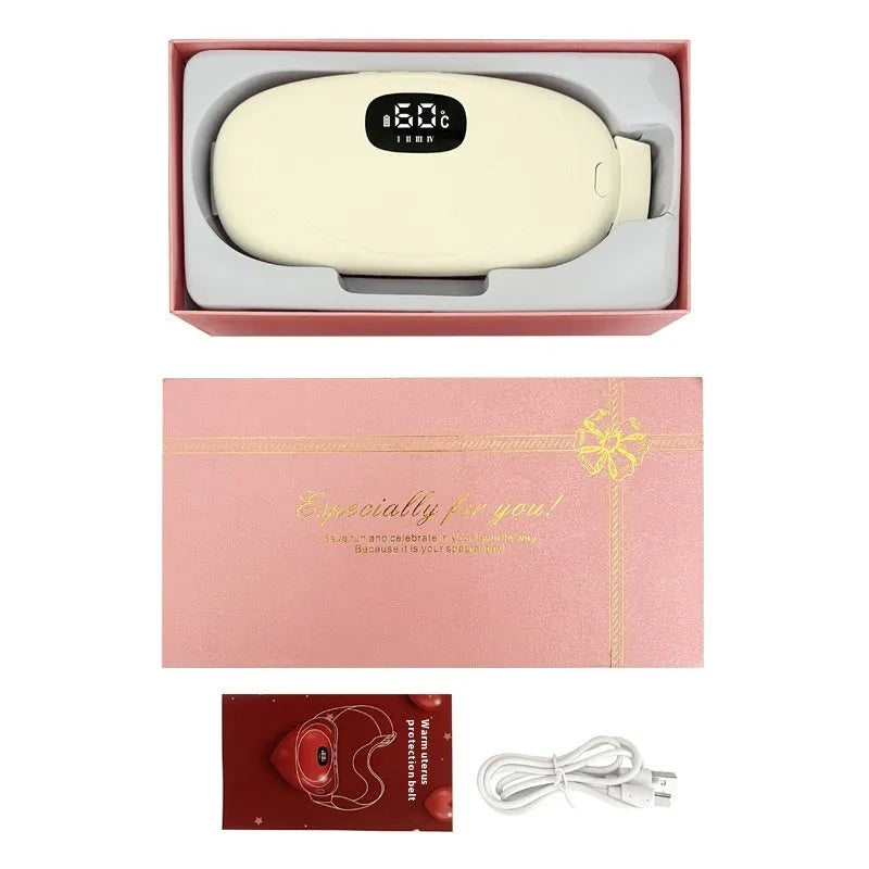 Aunt Artifact Warm Uterine Cold Belt in beige colour, electric heated abdomen wrap with deer velvet fabric