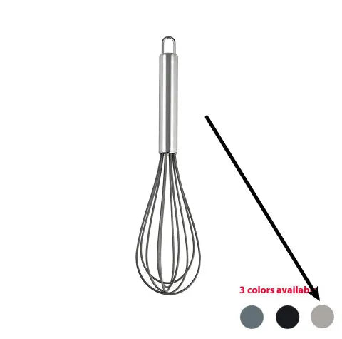 Black silicone kitchen utensil set with 12 tools in a rotating storage bucket on a kitchen countertop