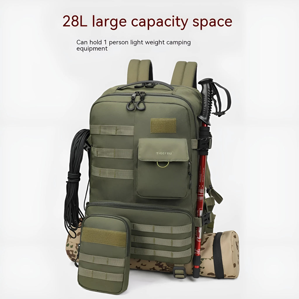 17-inch tactical backpack in Army Green with waterproof nylon construction