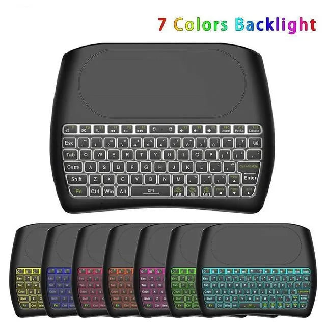D8 Pro black mini wireless keyboard with touchpad and 78 TPU keys on a desk