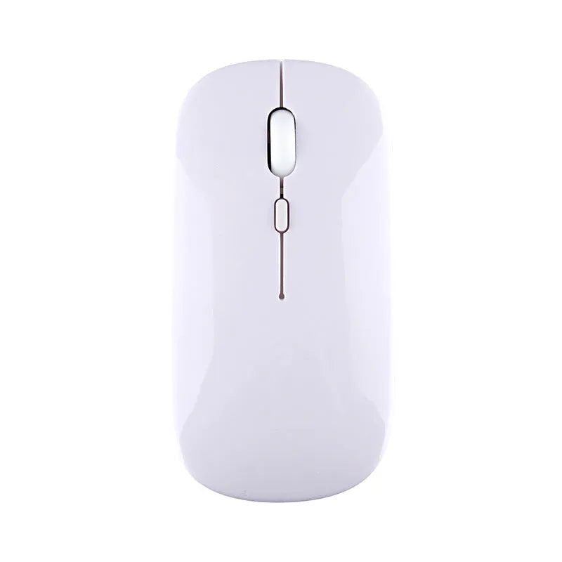 Candy wireless Bluetooth mouse in pink, ergonomic shape, 1200dpi, silent buttons, on a white desk