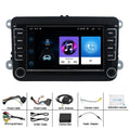 Universal Android 12 car stereo with 7-inch screen for Volkswagen, showing Carplay and app interface.