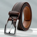 Men's genuine leather casual belt with alloy buckle in 95 grain pattern