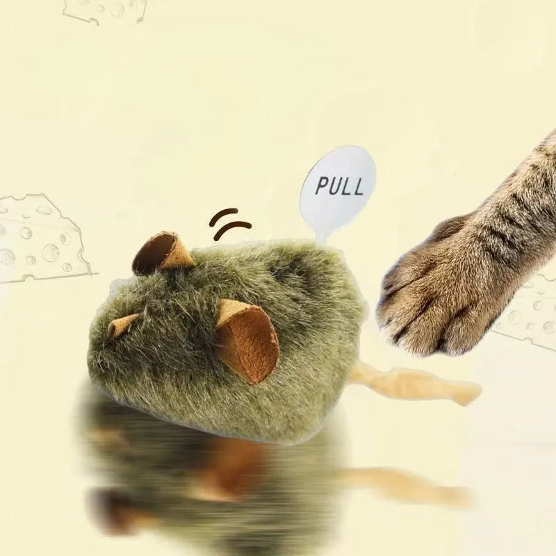 Funny plush mice cat toy with tail, soft flannel body, and lanyard for interactive play