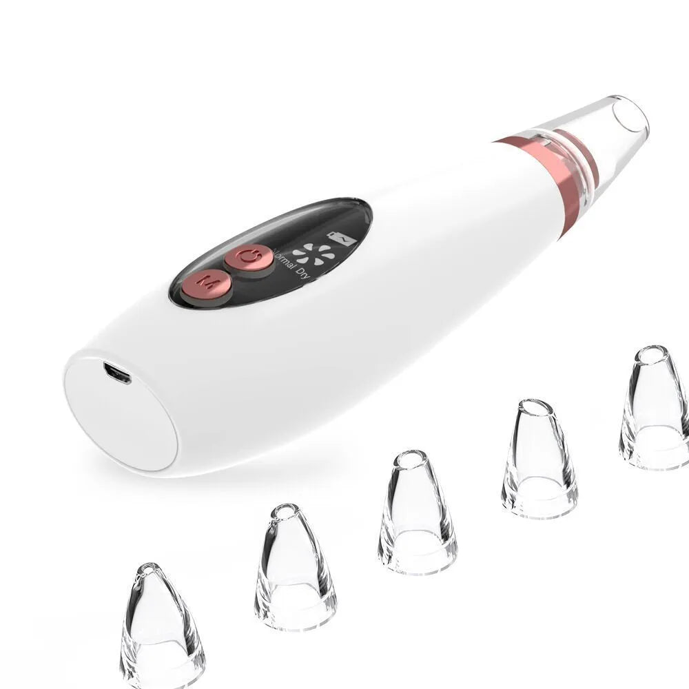 Blackhead Pore Vacuum Cleaner Nose Cleanser Blackheads Remover Blackhead Acne Removal Button Face Suction Beauty Skin Care Tool USB Rechargeable 53kPa Suction White