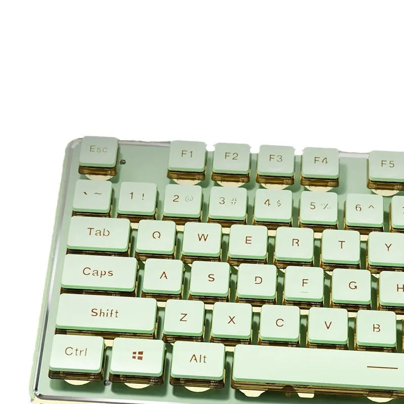 Prewalker V3 mute keyboard and mouse set in retro green colour on a desk