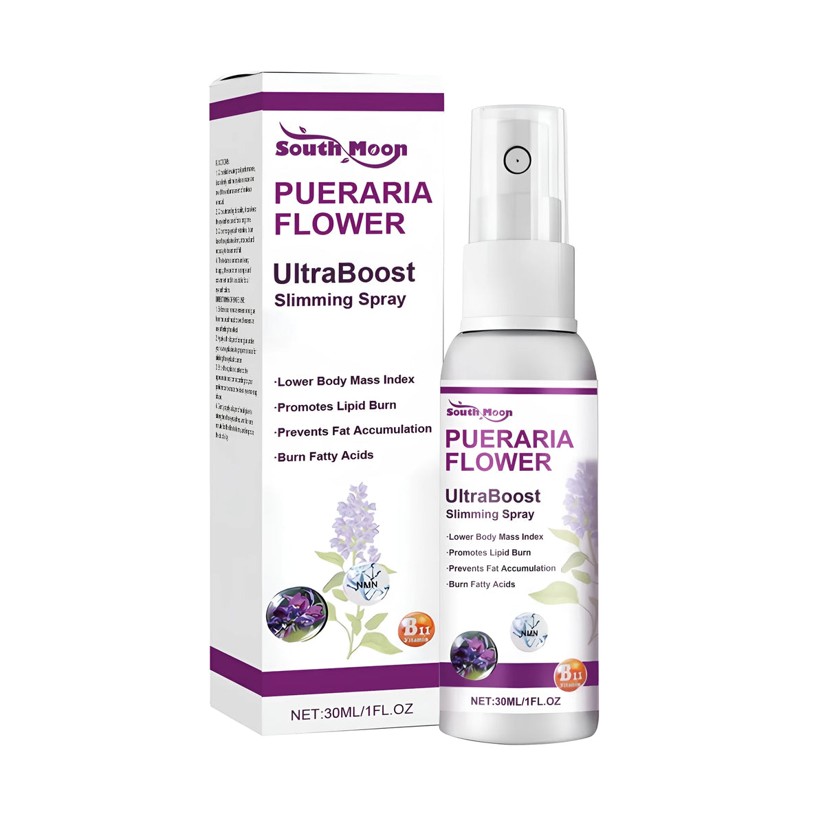 30ml slimming spray bottle with ginger green tea and pueraria flower extracts