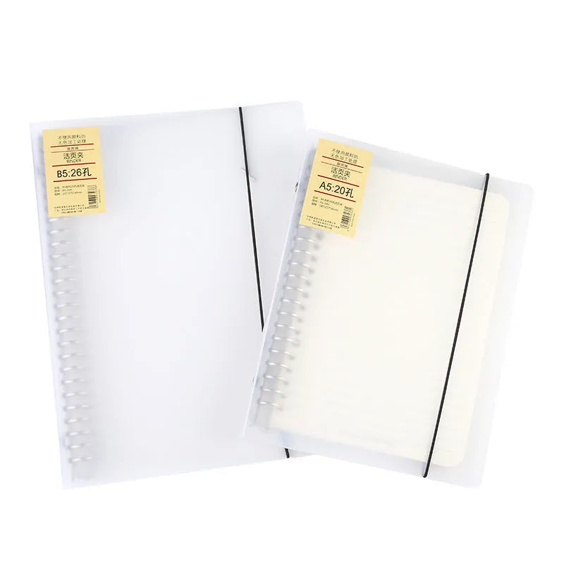 26-hole A5 loose-leaf binder with horizontal lines and PP matte covers in two size options