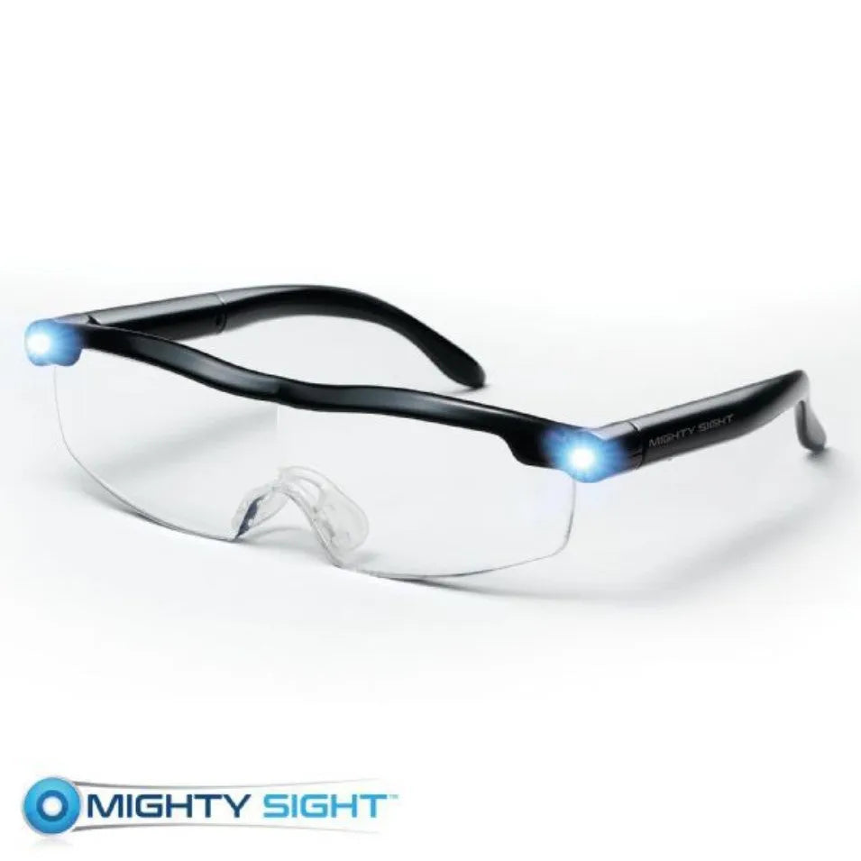 Transparent black USB LED reading glasses with ABS frame and integrated light for low-light reading