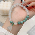 Women's retro Chinese style agate lotus seedpod bracelet with manual craftsmanship and traditional jade accents