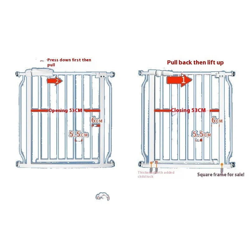 Baby safety gate 78cm plastic stair door fence in white for 61-64.9cm width range