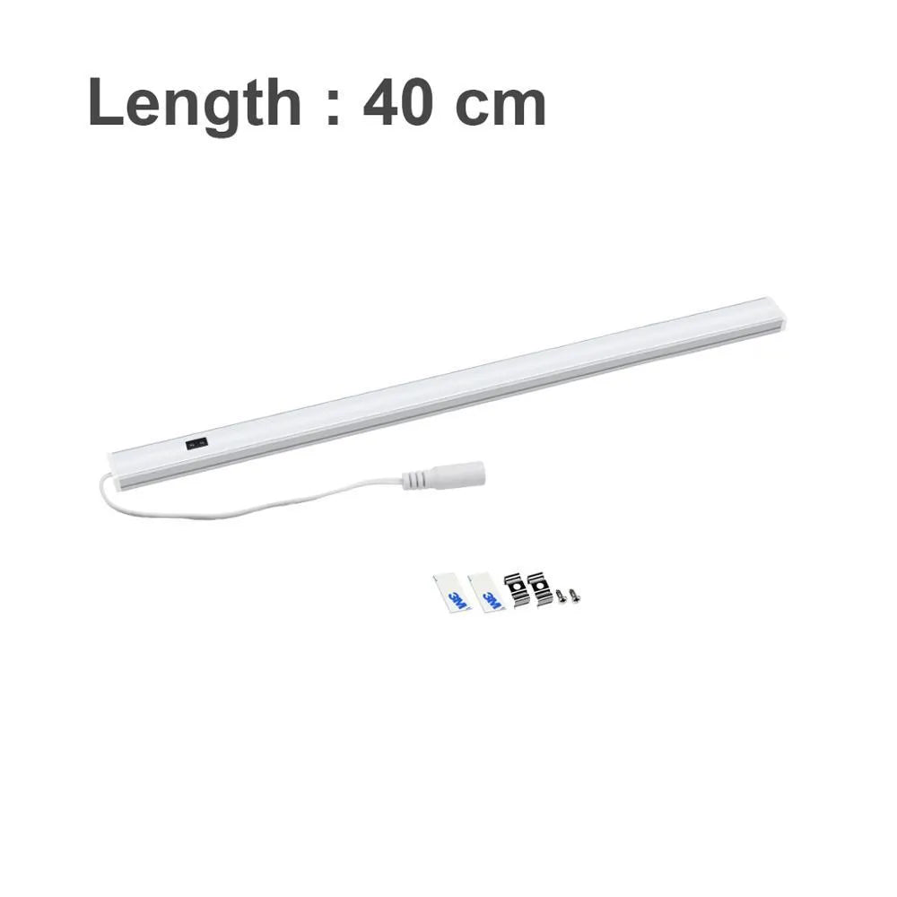 Slim aluminium profile LED strip bar light for cabinet and shelf illumination.