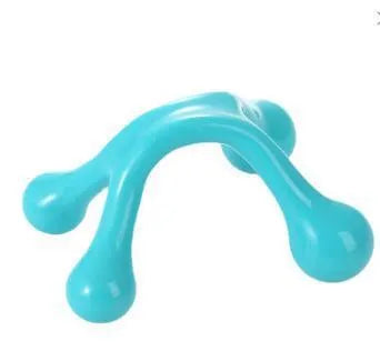 Plastic four-leg meridian scraping massager in dark blue, approximately 12cm by 11cm by 6cm