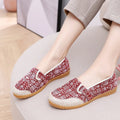 Women's ethnic style flat heel cloth shoes with shallow mouth and colour stitching