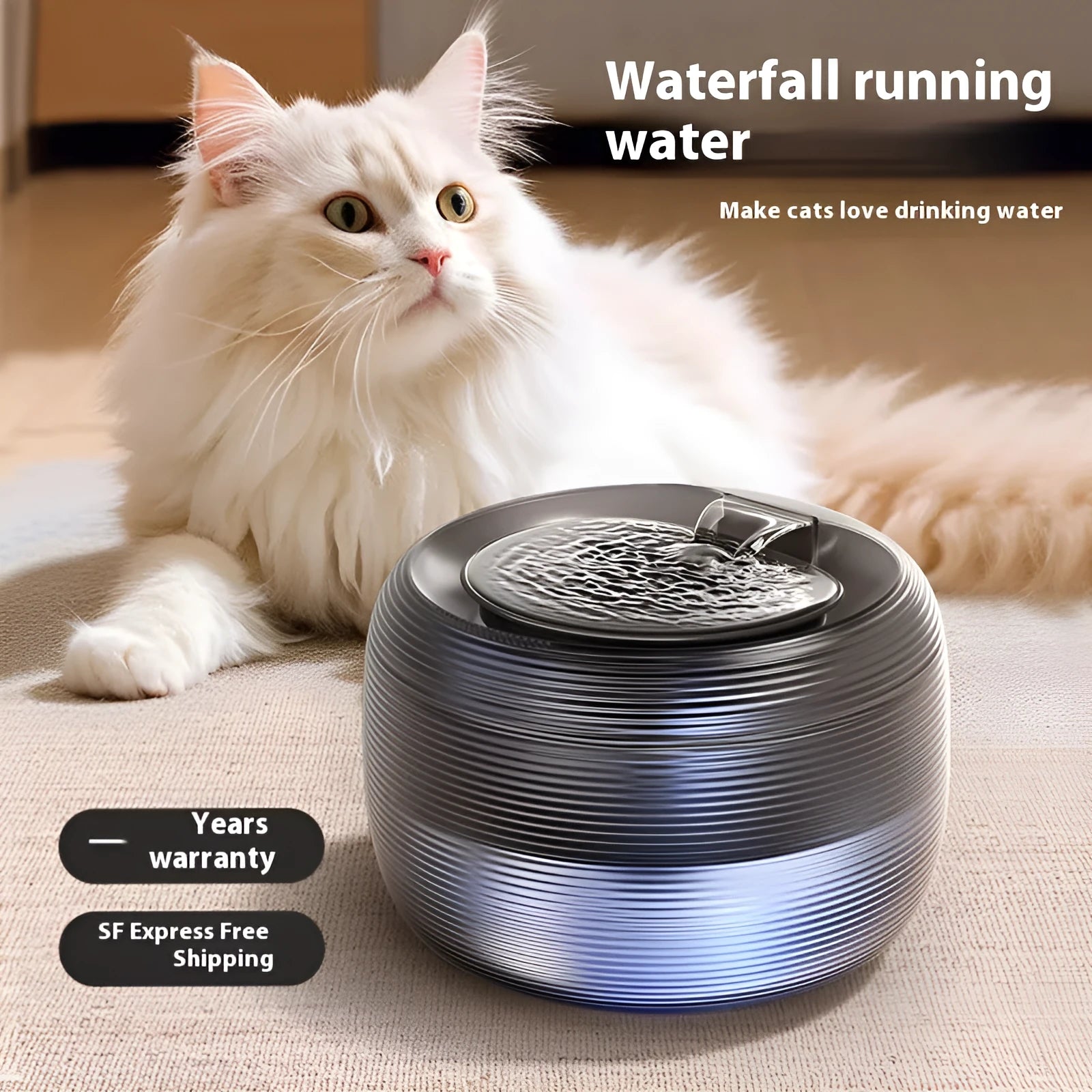 Home Fashion automatic loop pet drinking bowl 2.5L USB water dispenser for cats and dogs in Frost White