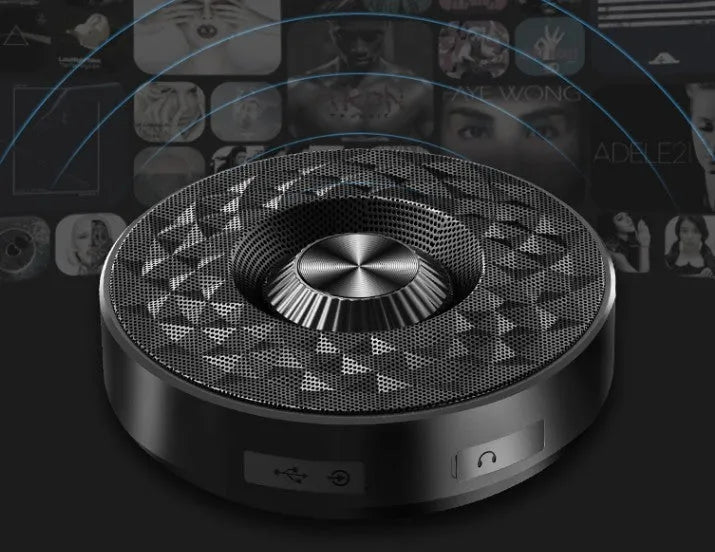 Mini wireless Bluetooth speaker in black, orange, and silvery white colour options.