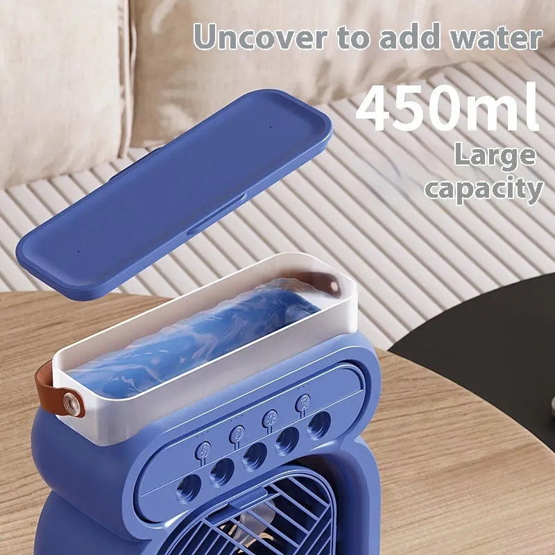 Black portable air conditioner evaporative cooler with LED lights and humidifier function