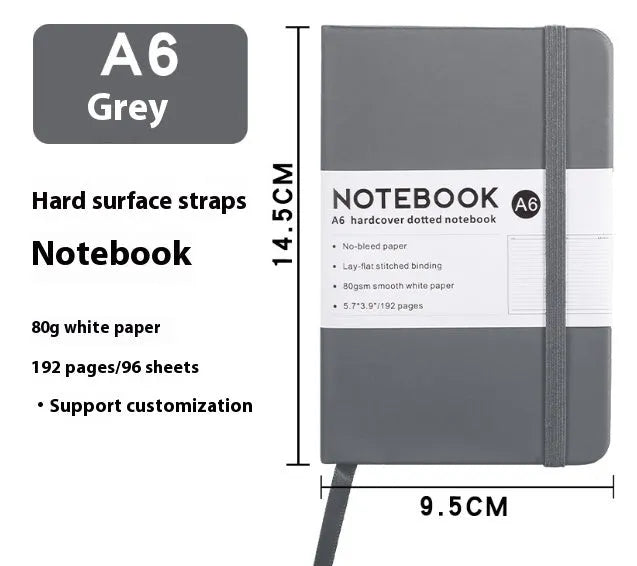 A5 office diary with hand skin feeling PU leather strap cover and lined inner pages