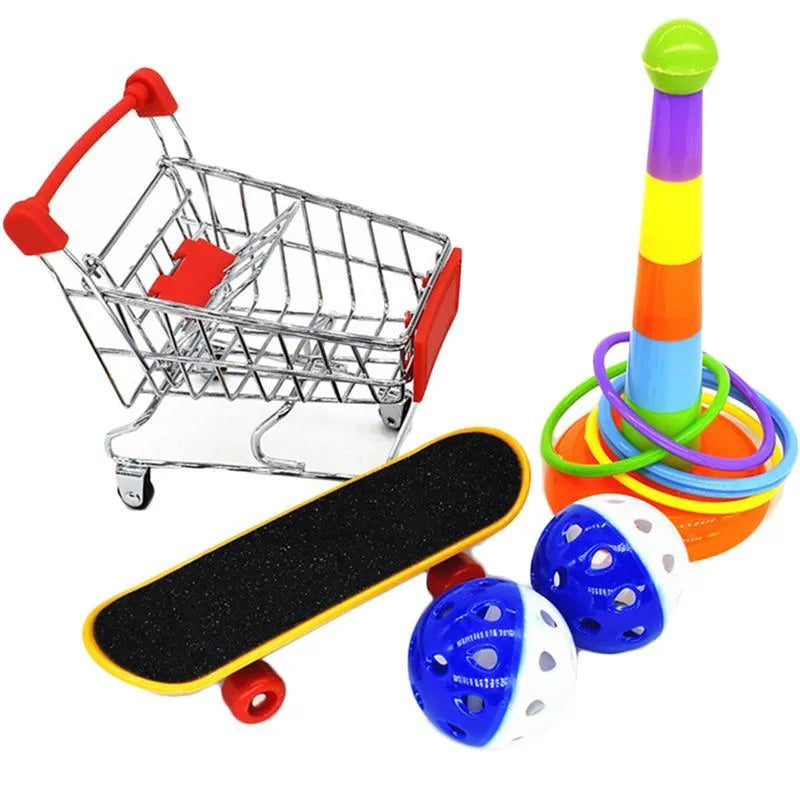 5-piece parrot nibble training interactive tool with sliding ball design in metal and plastic