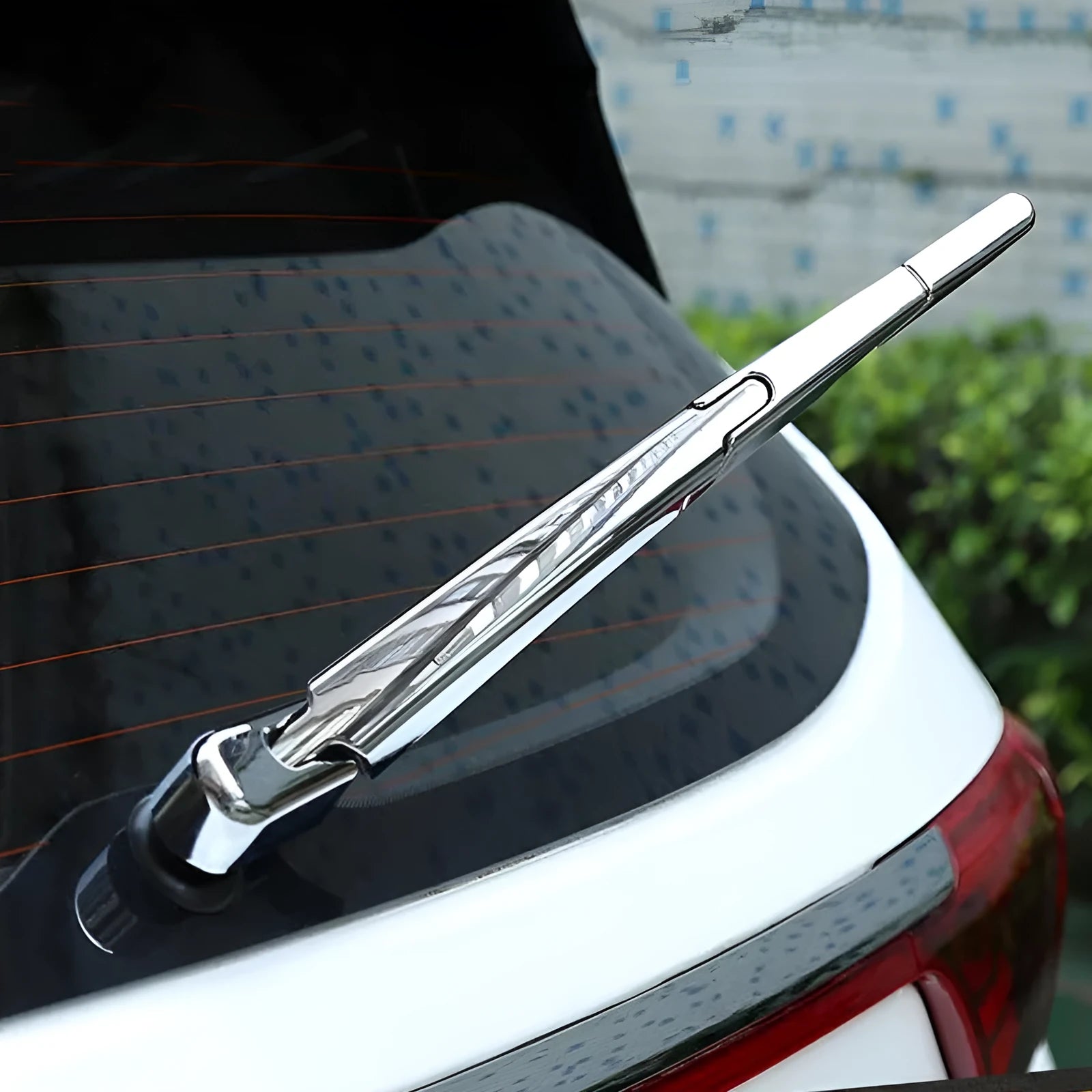 Four silvery ABS plastic rear window wiper cover trim strips for 2010 Hyundai cars