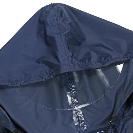 Adult waterproof reflective thickened wheelchair raincoat cape-style navy blue with brim free size