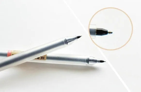 Pack of twelve black Muji gel pens with 0.5mm fine nibs, showing sleek barrel design
