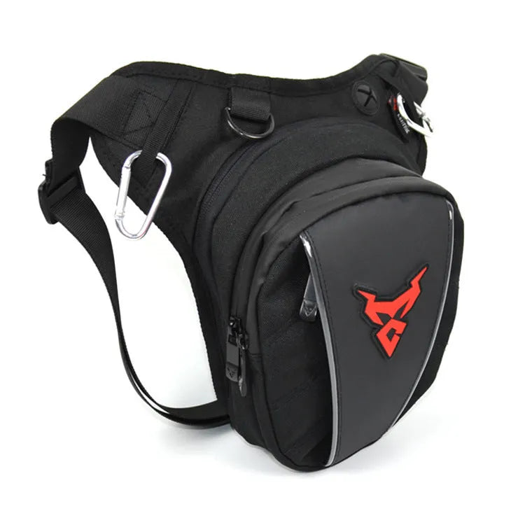 0105MC motorcycle leg bag in 1200D Oxford cloth shown in blue, with adjustable strap for multiple carry positions.