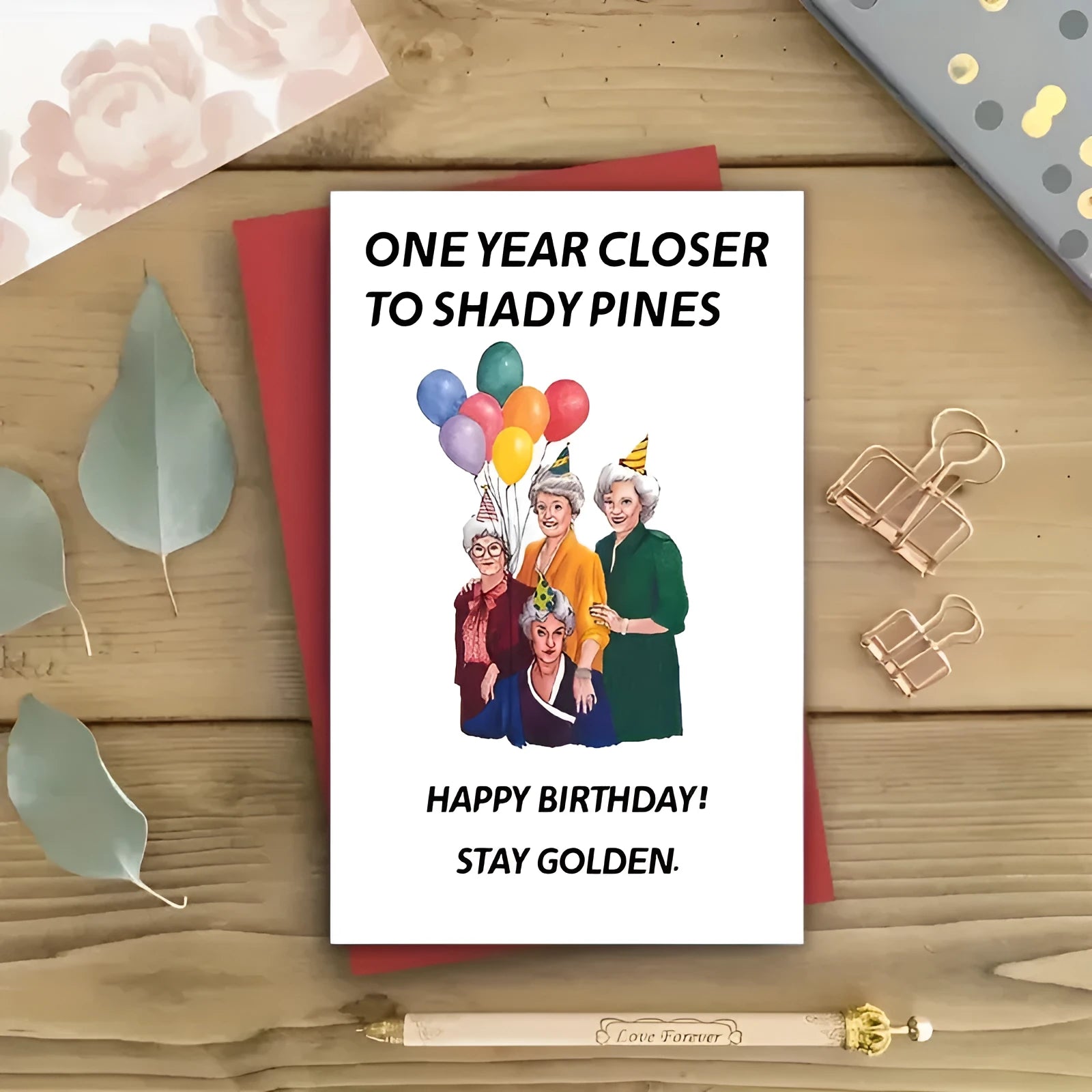 Simple modern birthday greeting card with a matching coloured envelope from a set of eight different colour and size options.