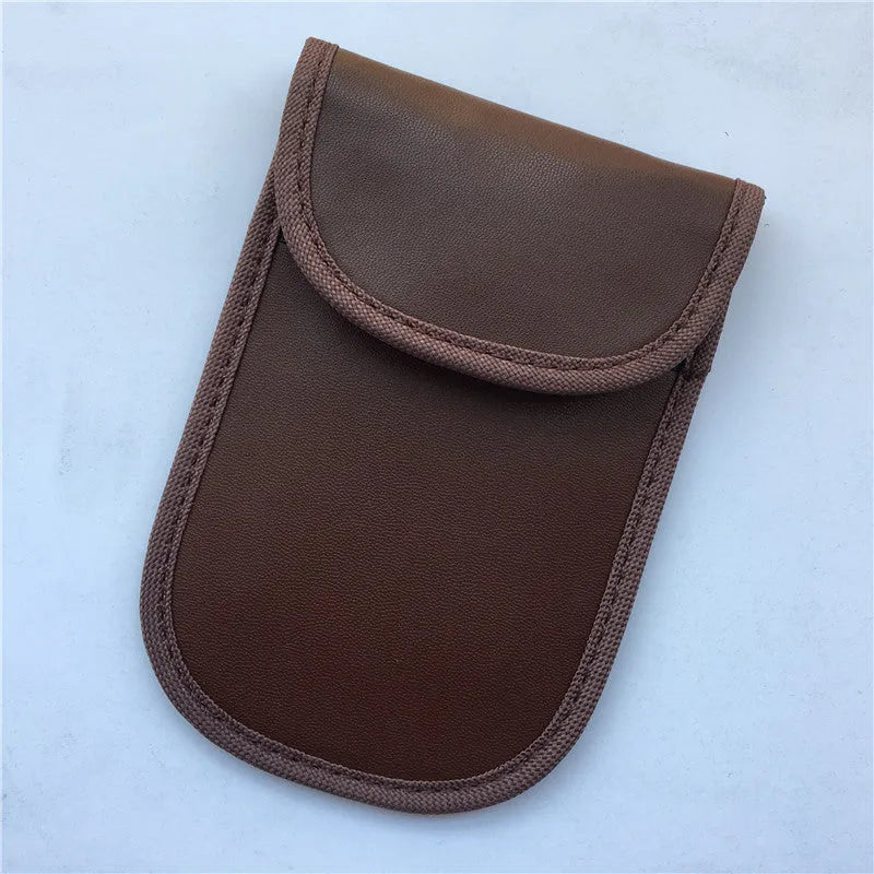 Black signal blocking pouch for car key fob protection measuring 20x10cm