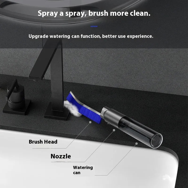 White plastic gap brush with black bristles for cleaning bathroom grooves